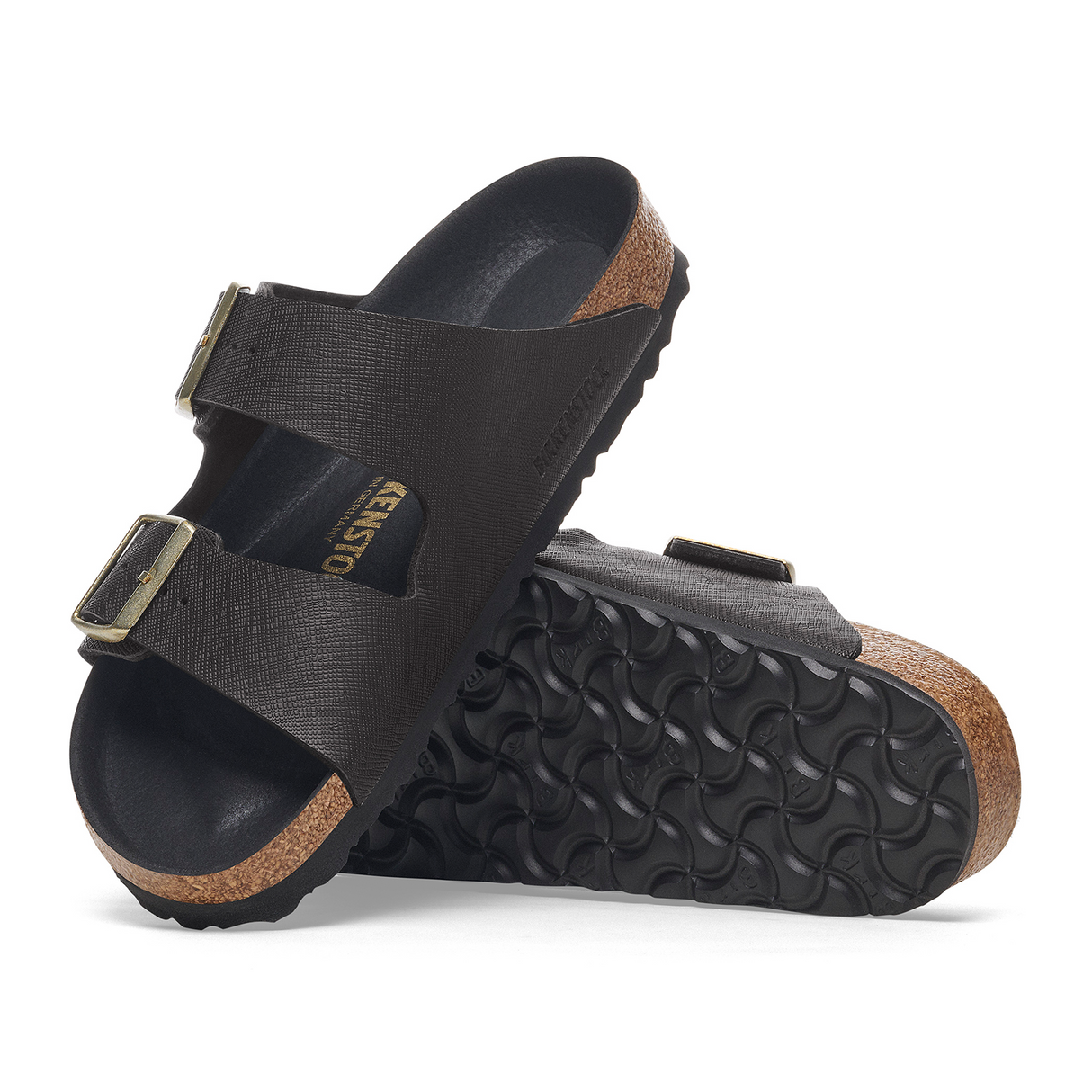 Birkenstock Arizona Slide Sandal (Women) - Saffiano Black Birko-Flor Sandal - Slide - The Heel Shoe Fitters