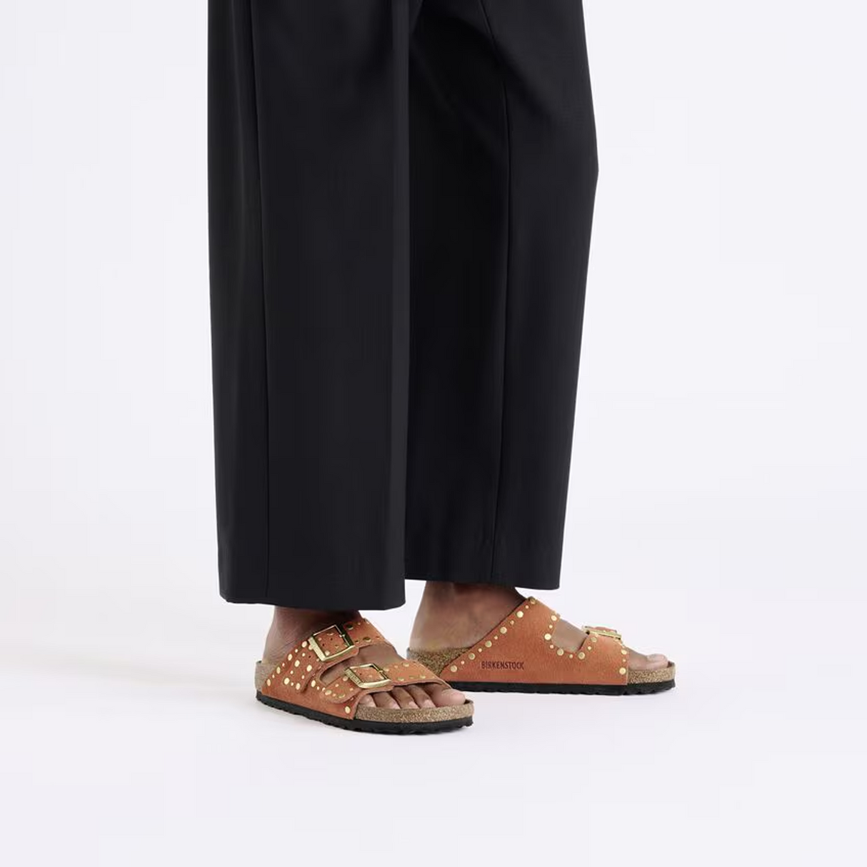 Birkenstock Arizona Rivets Narrow Slide Sandal (Women) - Dark Rust Suede Sandal - Slide - The Heel Shoe Fitters