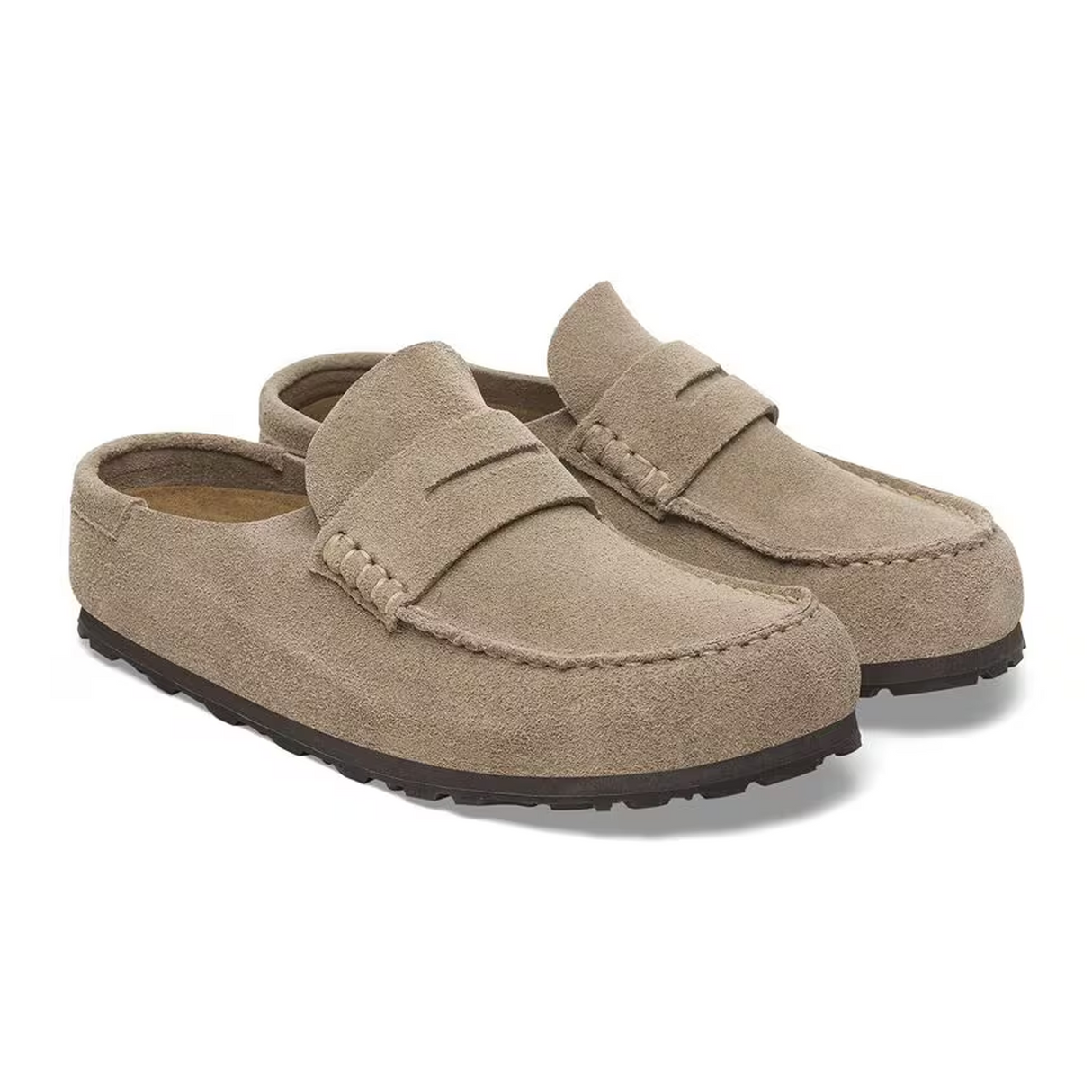 Birkenstock Naples Wrapped Narrow Clog (Women) - Taupe Suede Dress-Casual - Clogs & Mules - The Heel Shoe Fitters