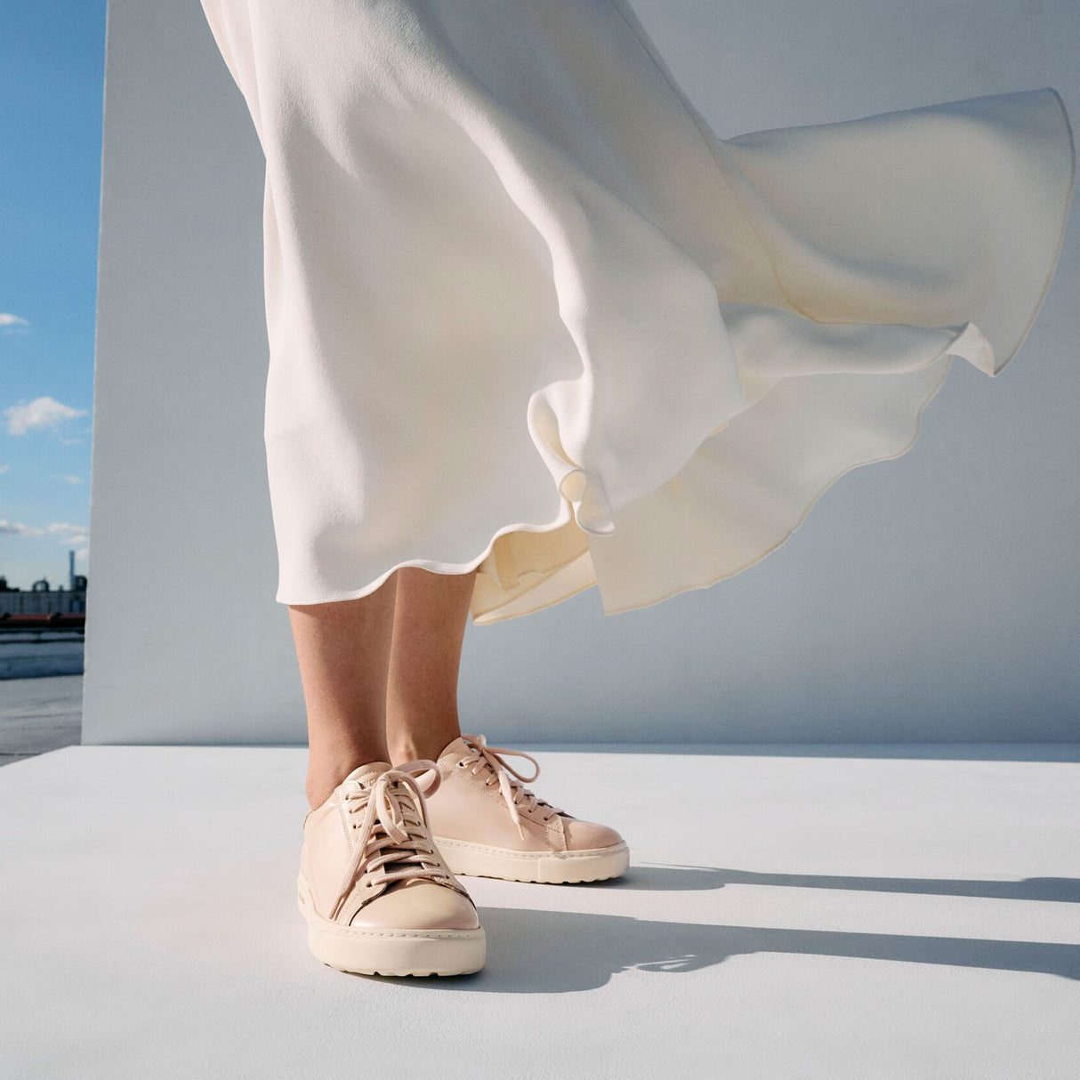 Birkenstock Bend Narrow Sneaker (Women) - Glossy New Beige Leather Athletic - Casual - Lace Up - The Heel Shoe Fitters