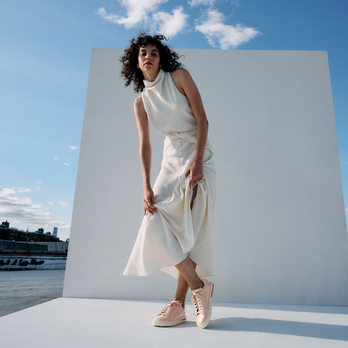 Birkenstock Bend Narrow Sneaker (Women) - Glossy New Beige Leather Athletic - Casual - Lace Up - The Heel Shoe Fitters