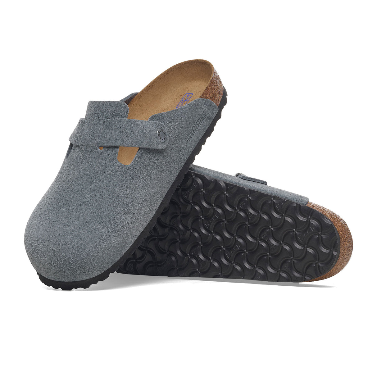Birkenstock Boston Clog (Men) - Basalt Gray Suede Dress-Casual - Clogs & Mules - The Heel Shoe Fitters