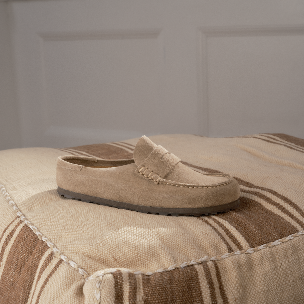 Birkenstock Naples Wrapped Narrow Clog (Women) - Taupe Suede Dress-Casual - Clogs & Mules - The Heel Shoe Fitters