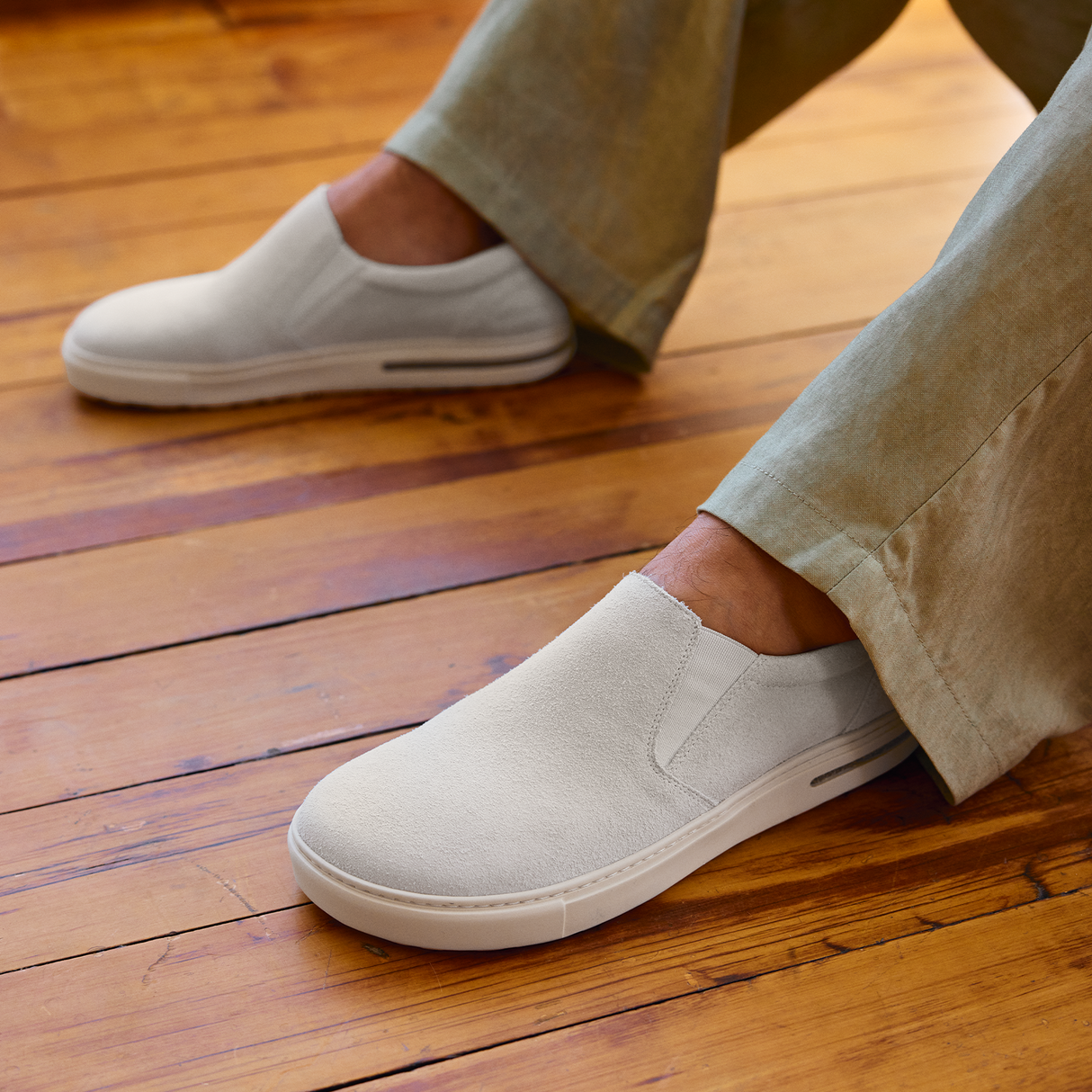 Birkenstock Oswego Narrow Slip On Sneaker (Women) - Antique White Suede Athletic - Casual - Slip On - The Heel Shoe Fitters