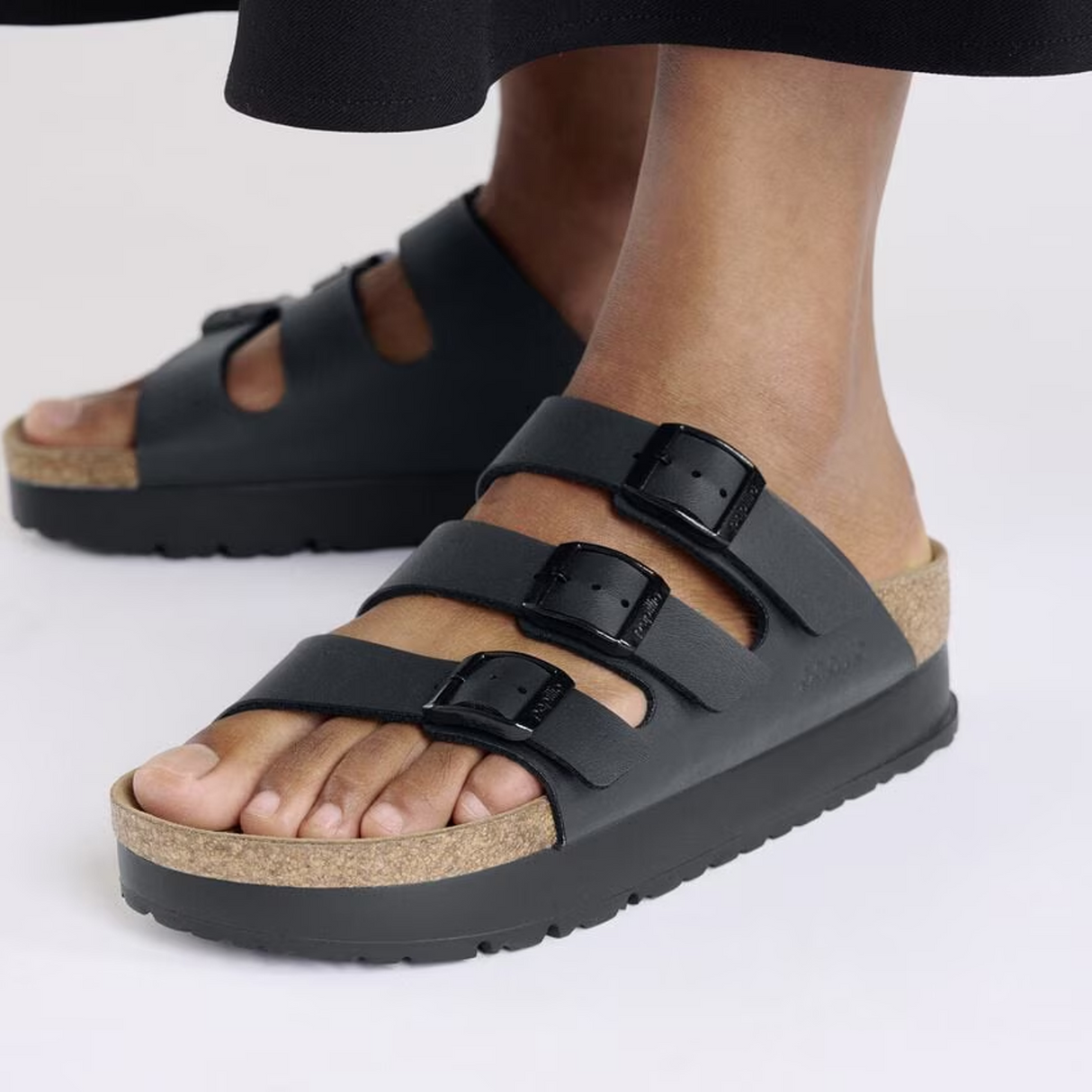 Birkenstock Florida III Vegan Platform Narrow Slide Sandal (Women) - Black Birko-Flor Sandal - Slide - The Heel Shoe Fitters