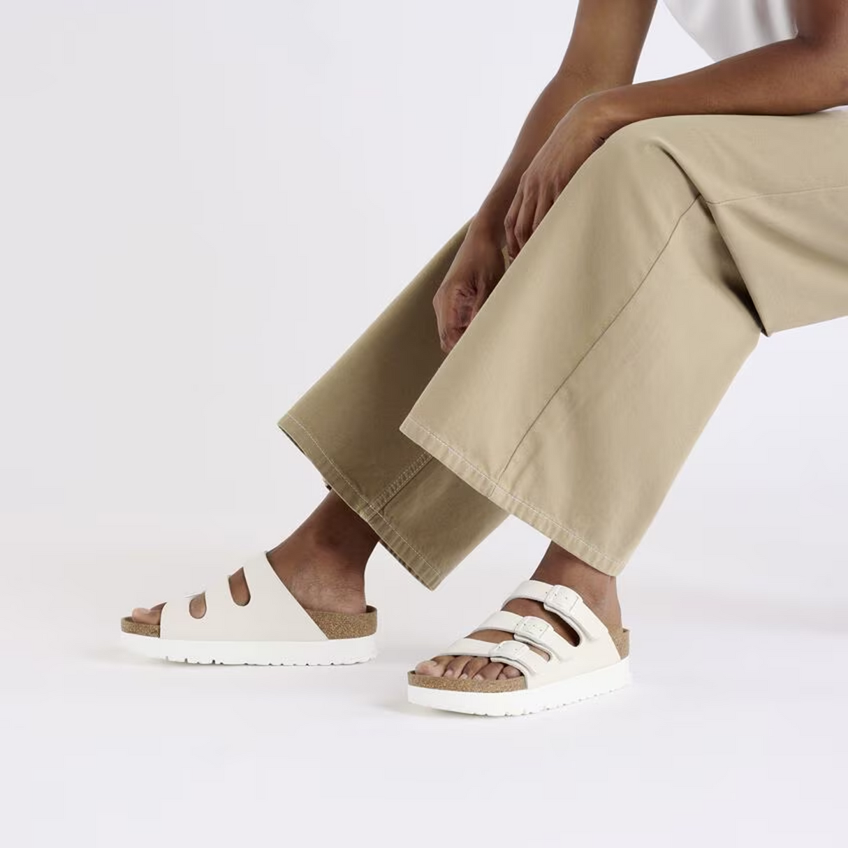 Birkenstock Florida III Platform Vegan Narrow Slide Sandal (Women) - Eggshell Birko-Flor Sandal - Slide - The Heel Shoe Fitters