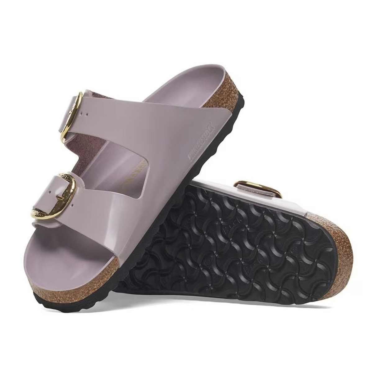 Birkenstock Arizona Hammered Big Buckle Narrow Slide Sandal (Women) - High Shine Faded Purple Leather Sandal - Slide - The Heel Shoe Fitters