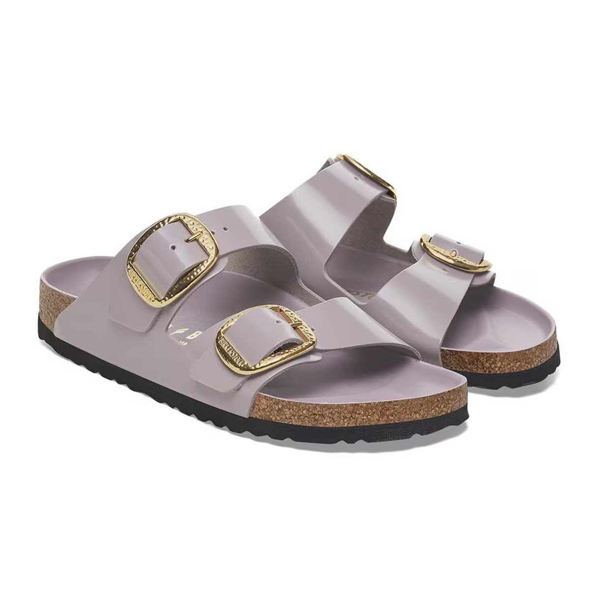 Birkenstock Arizona Hammered Big Buckle Narrow Slide Sandal (Women) - High Shine Faded Purple Leather Sandal - Slide - The Heel Shoe Fitters