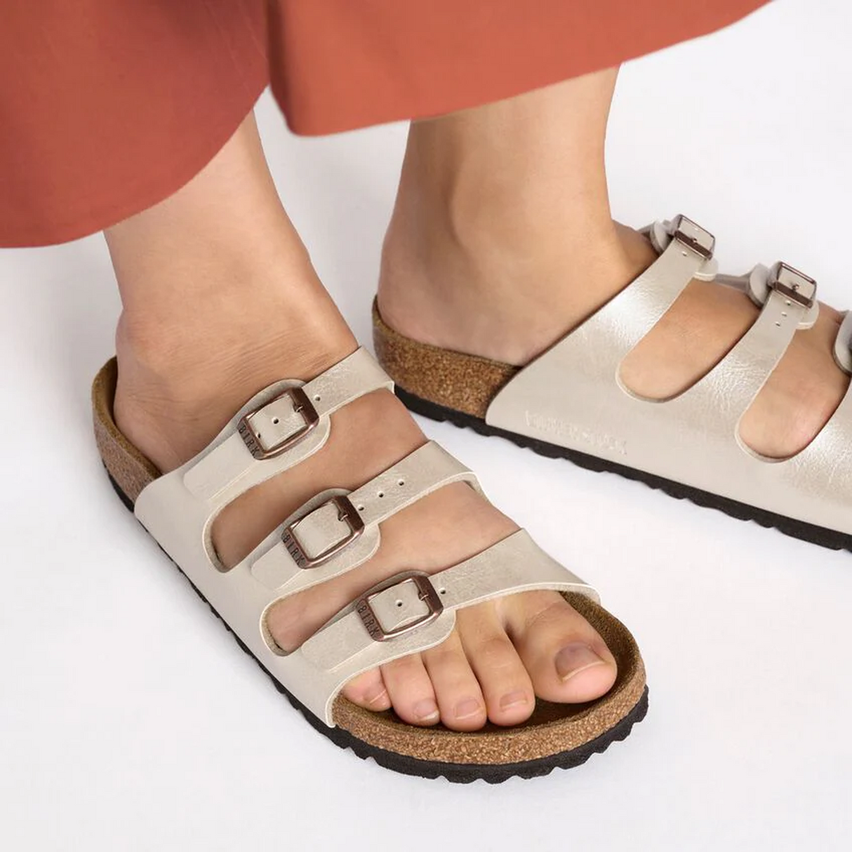 Birkenstock Florida Slide Sandal (Women) - Graceful Pearl White Birko-Flor Sandal - Slide - The Heel Shoe Fitters
