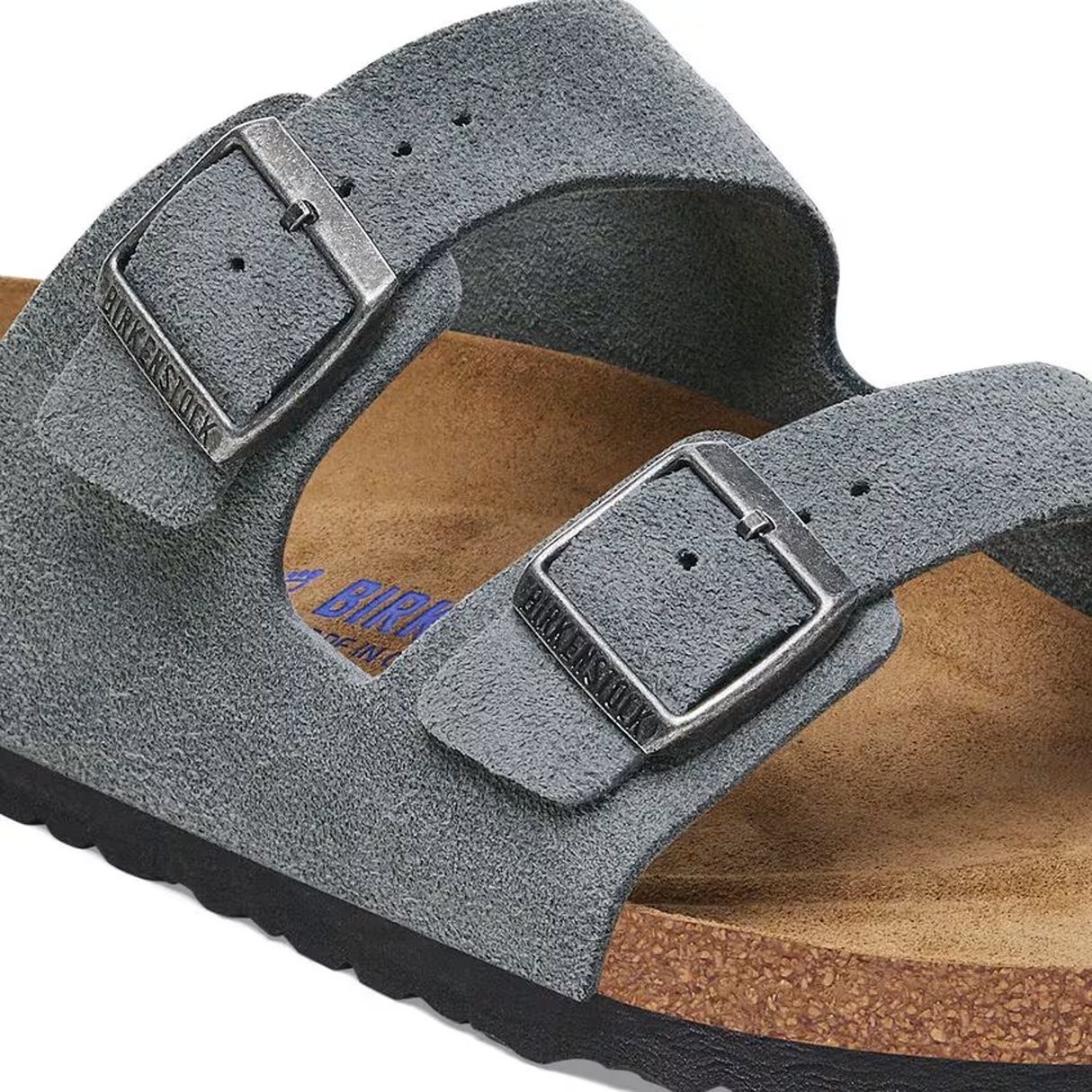 Birkenstock Arizona Soft Footbed Slide Sandal (Men) - Basalt Gray Suede Sandal - Slide - The Heel Shoe Fitters