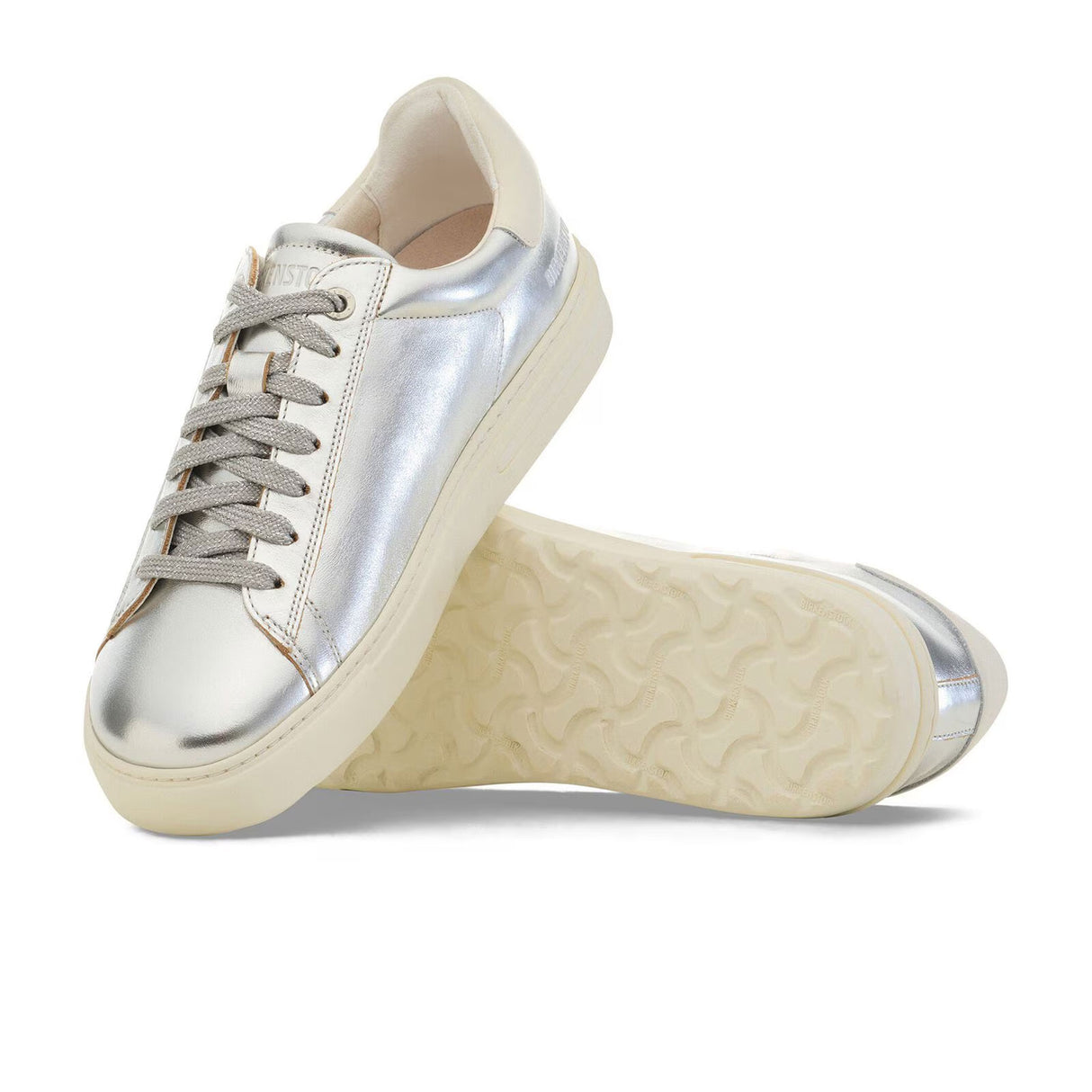 Birkenstock Bend Sneaker (Women) - Metallic Silver/White Leather Athletic - Casual - Lace Up - The Heel Shoe Fitters