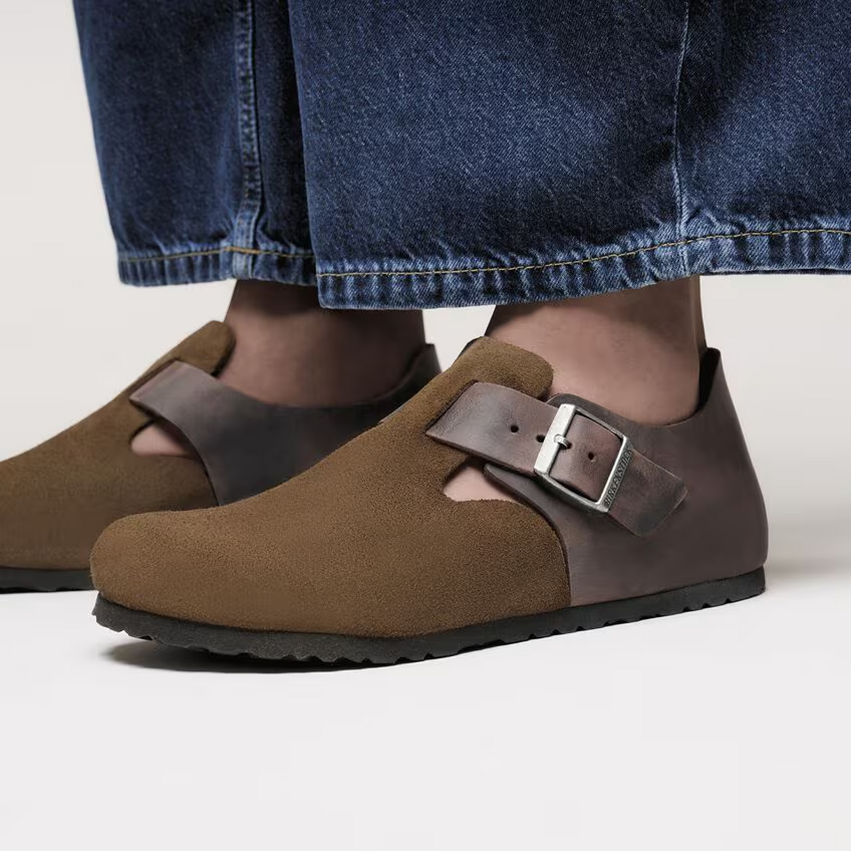 Birkenstock London Clog (Men) - Dark Tea Suede/Oiled Leather Dress-Casual - Slip On - The Heel Shoe Fitters