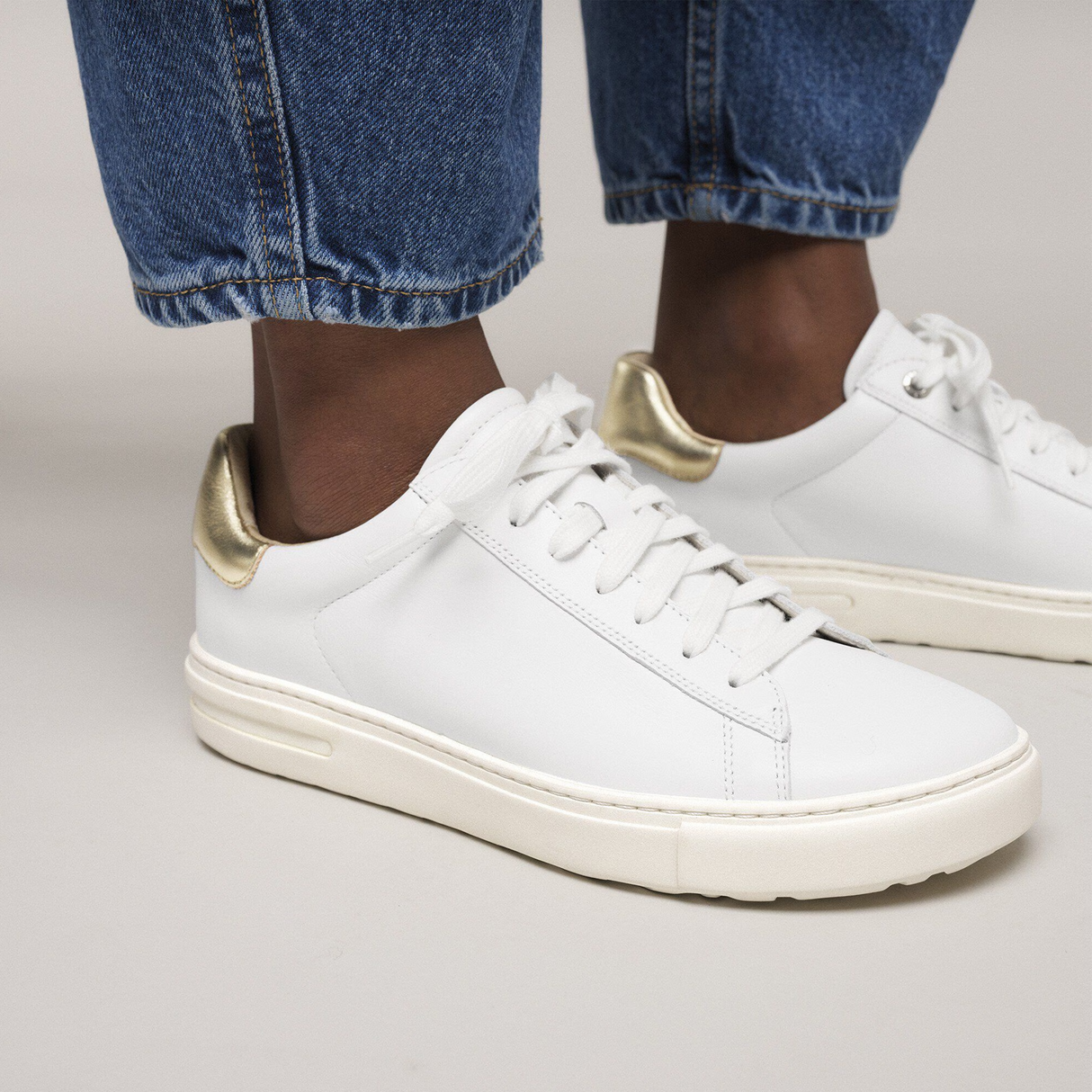 Birkenstock Bend Sneaker (Women) - White/Metallic Gold Leather Athletic - Casual - Lace Up - The Heel Shoe Fitters
