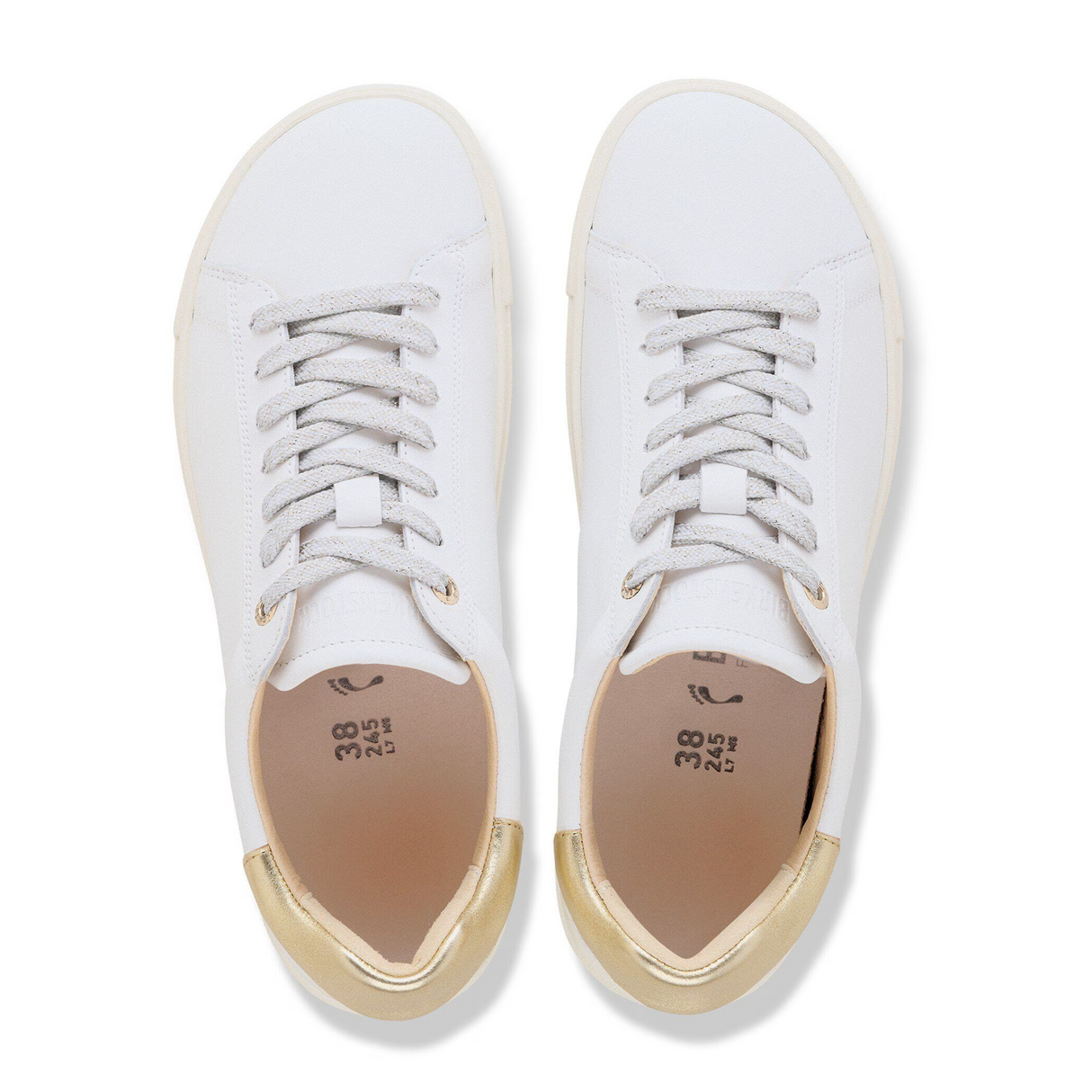 Birkenstock Bend Sneaker (Women) - White/Metallic Gold Leather Athletic - Casual - Lace Up - The Heel Shoe Fitters