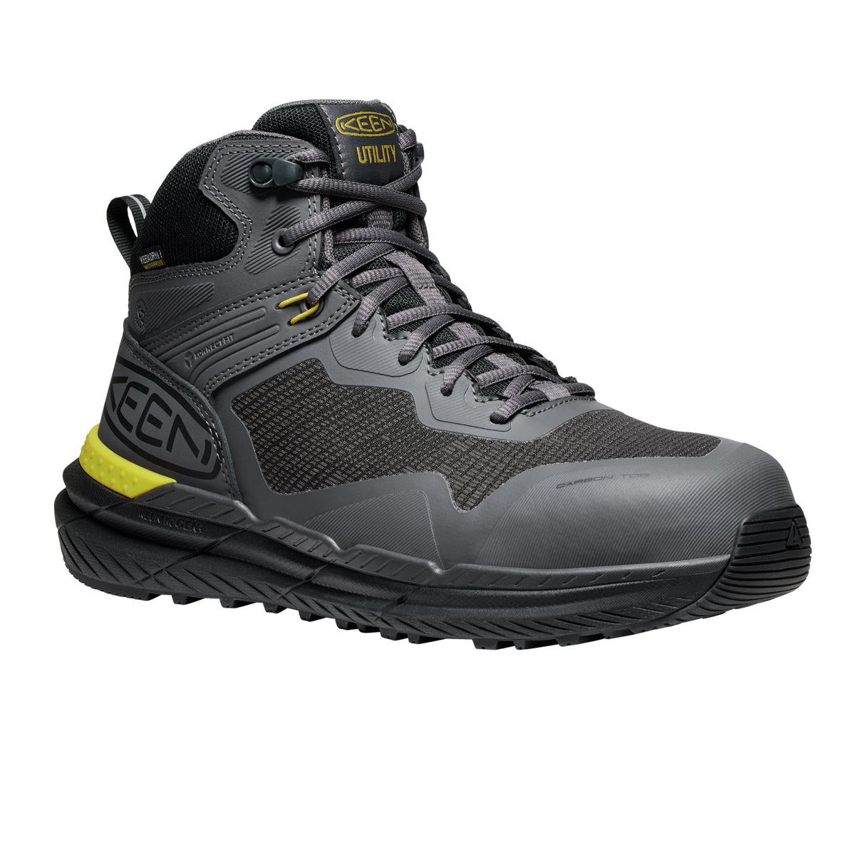 Keen Utility Synchro Mid Waterproof Carbon Toe Work Boot (Men) - Magnet/Black Boots - Work - Mid - The Heel Shoe Fitters