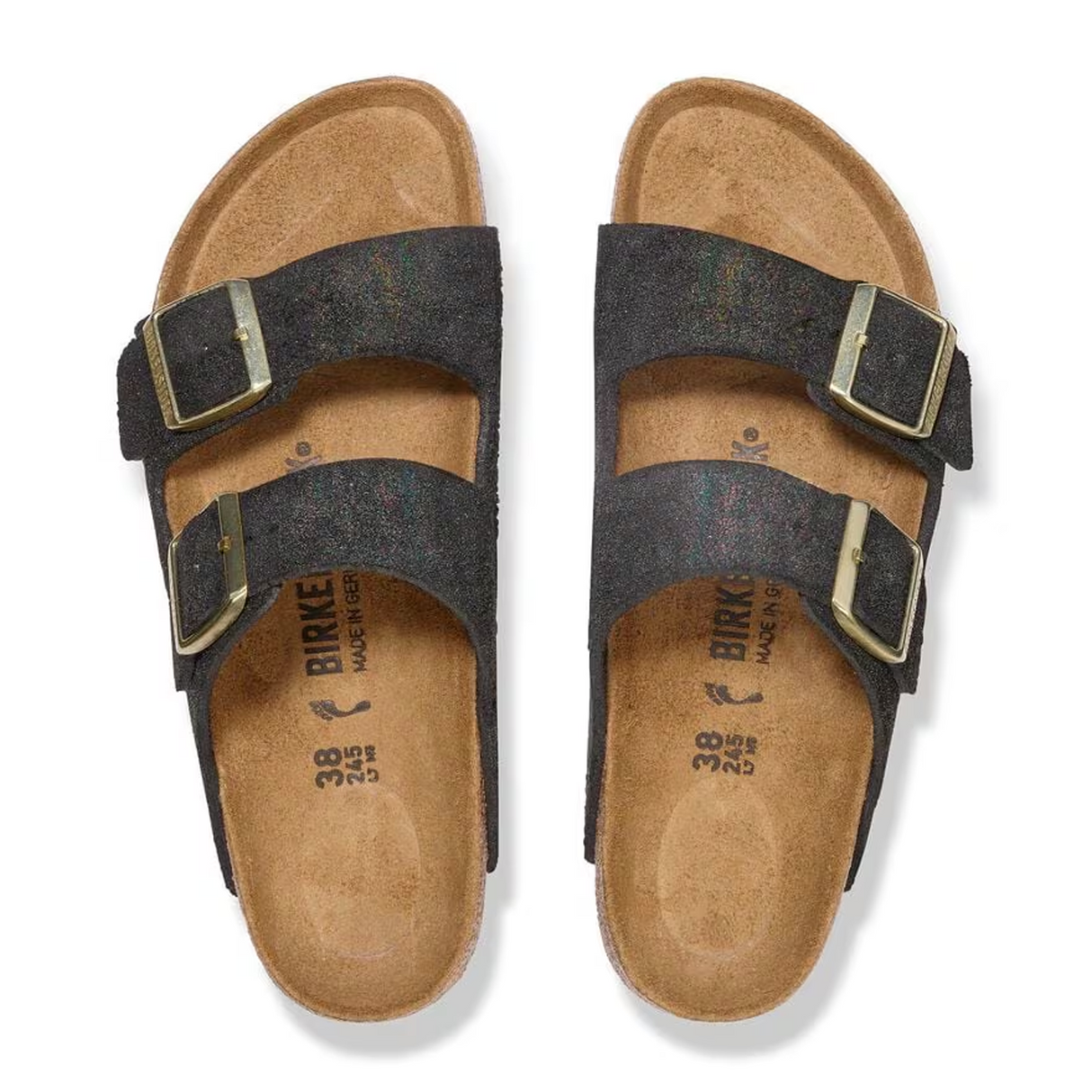 Birkenstock Arizona Narrow Slide Sandal (Women) - Shimmering Black Suede Sandal - Slide - The Heel Shoe Fitters