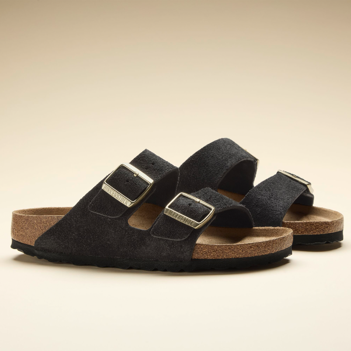 Birkenstock Arizona Narrow Slide Sandal (Women) - Shimmering Black Suede Sandal - Slide - The Heel Shoe Fitters
