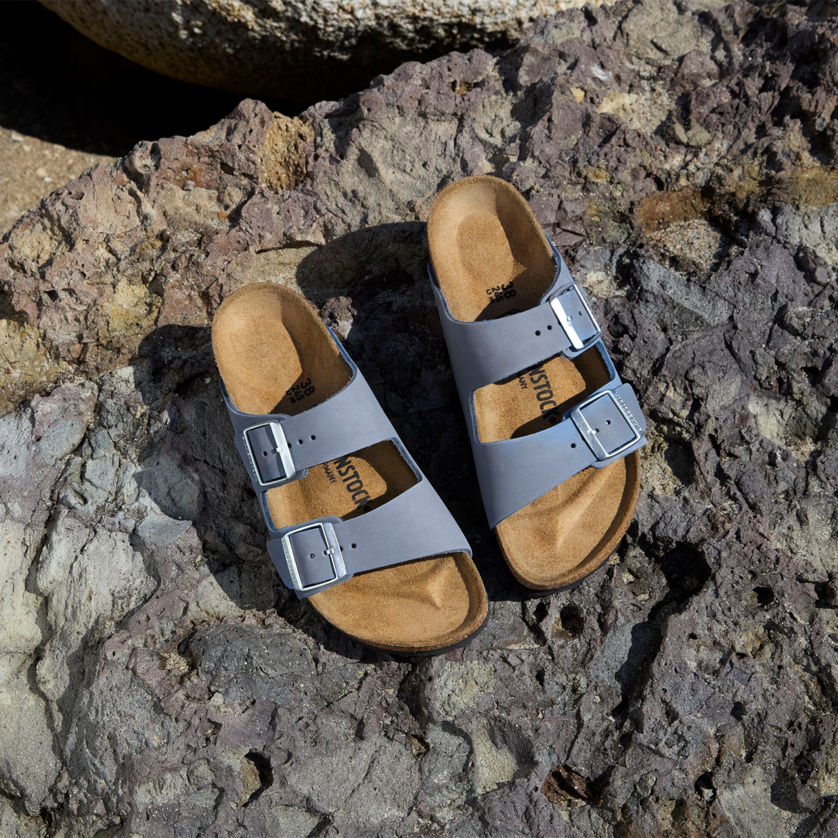 Birkenstock Arizona Slide Sandal (Women) - Stone Blue Nubuck Sandal - Slide - The Heel Shoe Fitters