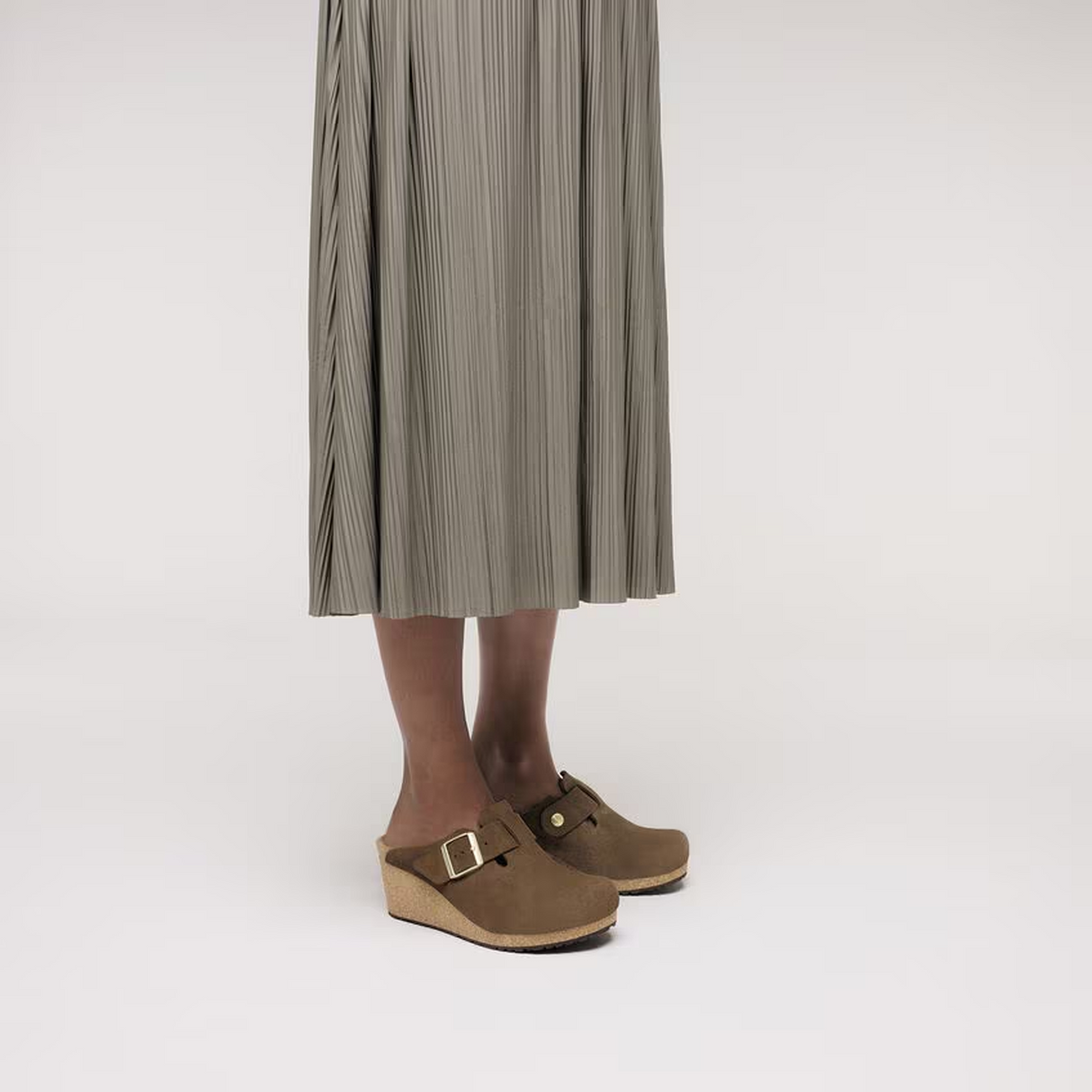 Birkenstock Fanny Narrow Wedge Clog (Women) - Dark Tea Suede Dress-Casual - Clogs & Mules - The Heel Shoe Fitters