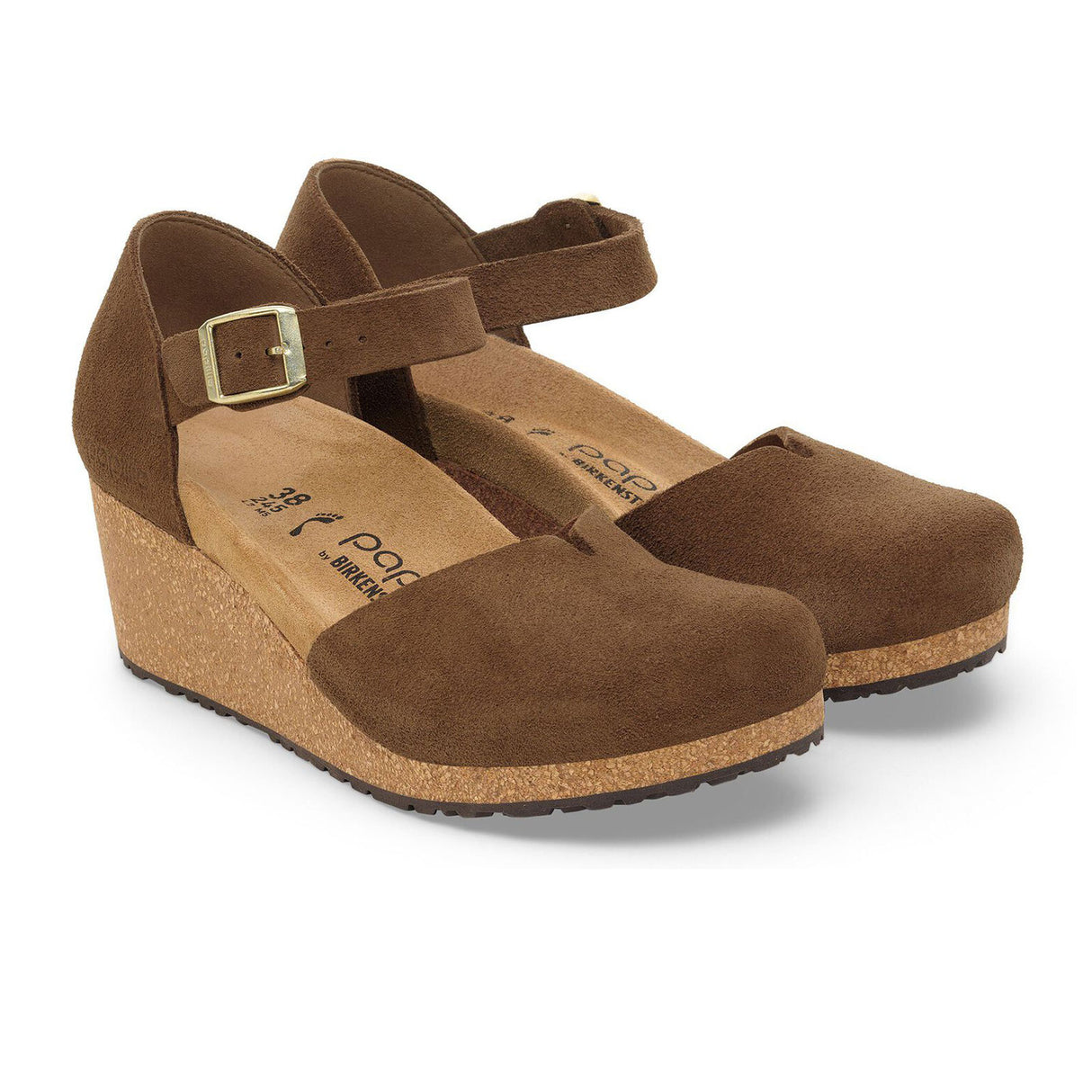 Birkenstock Mary Wedge Sandal (Women) - Dark Tea Suede Dress-Casual - Heels - The Heel Shoe Fitters