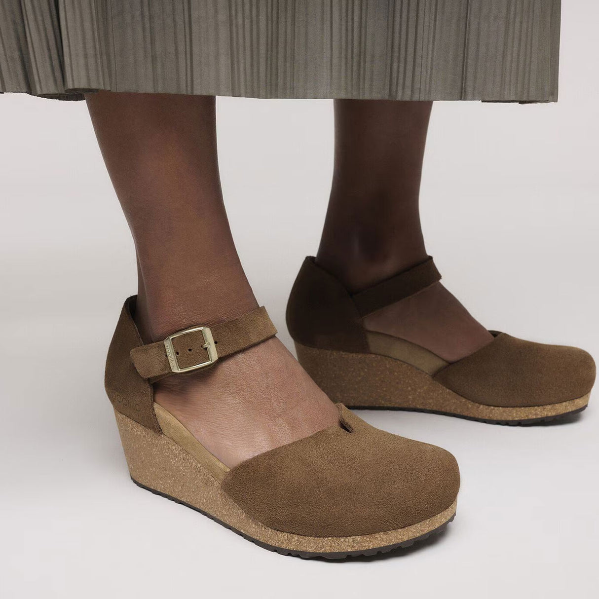 Birkenstock Mary Wedge Sandal (Women) - Dark Tea Suede Dress-Casual - Heels - The Heel Shoe Fitters