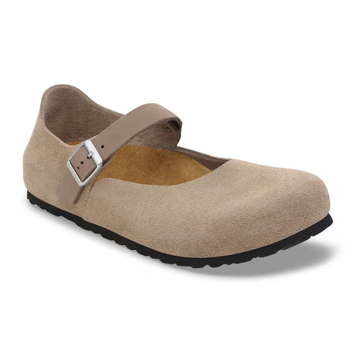 Birkenstock Mantova Mary Jane Flat (Women) - Taupe Suede Dress-Casual - Flat - The Heel Shoe Fitters