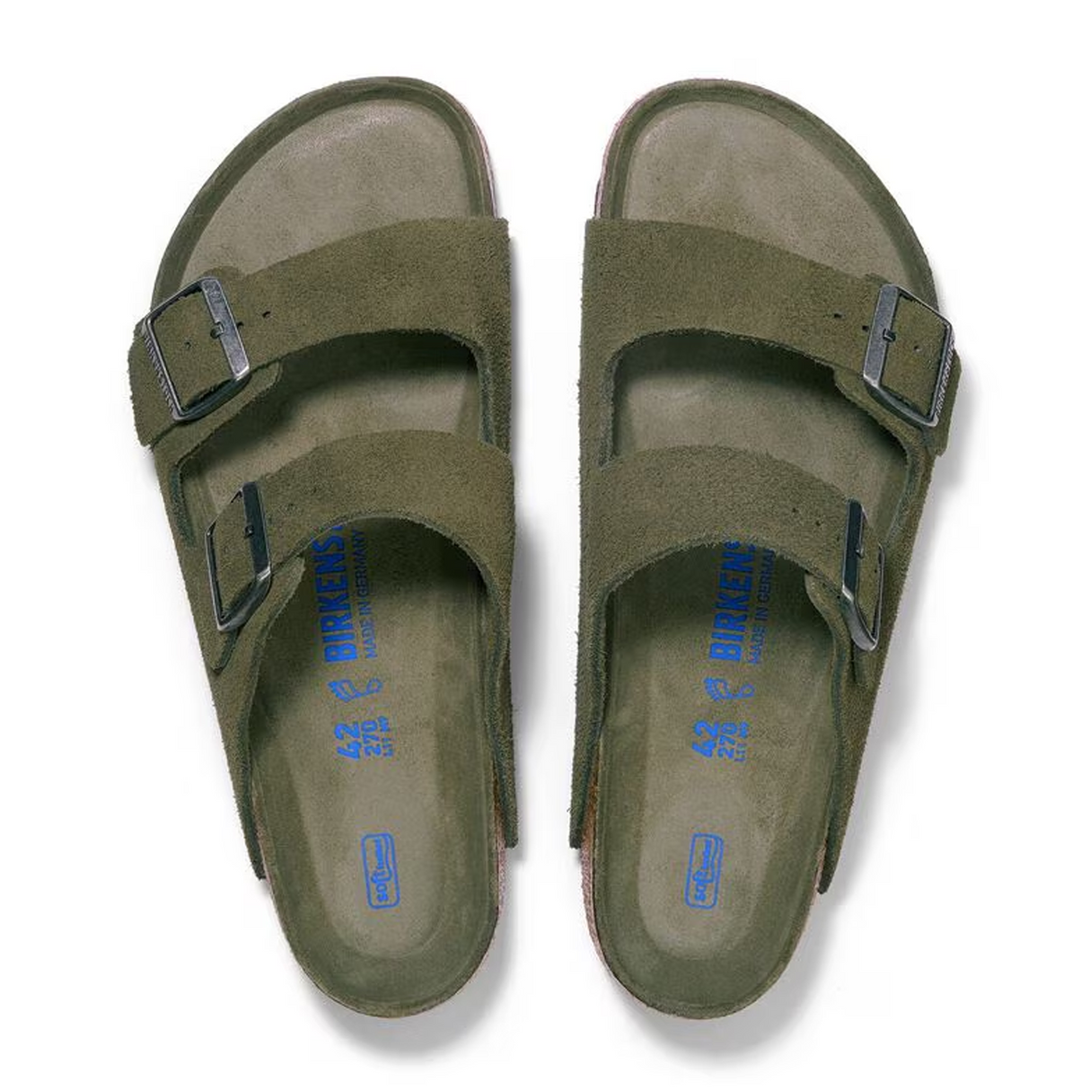 Birkenstock Arizona Soft Footbed Slide Sandal (Men) - Thyme Suede Sandal - Slide - The Heel Shoe Fitters