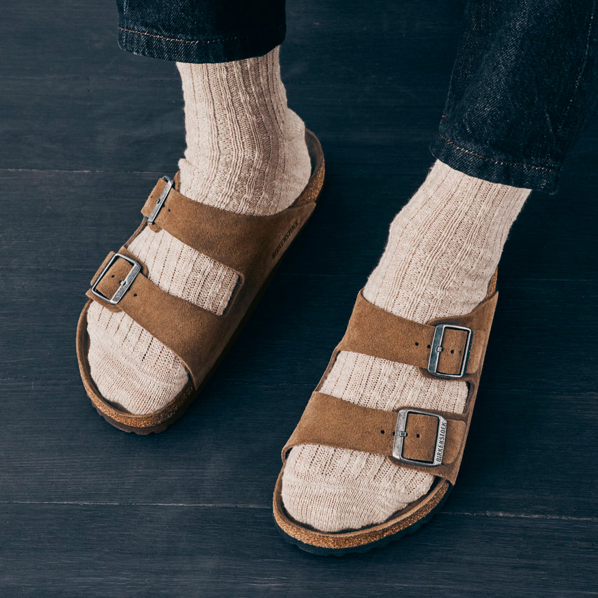 Birkenstock Arizona Soft Footbed Slide Sandal (Men) - Dark Tea Suede Sandal - Slide - The Heel Shoe Fitters