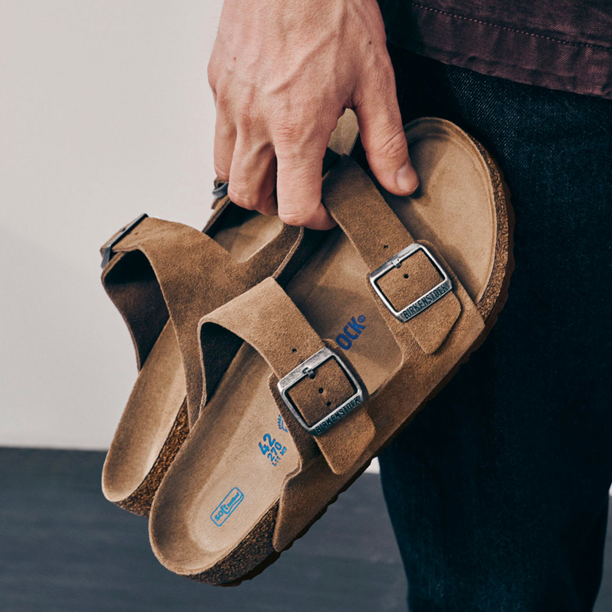 Birkenstock Arizona Soft Footbed Slide Sandal (Men) - Dark Tea Suede Sandal - Slide - The Heel Shoe Fitters