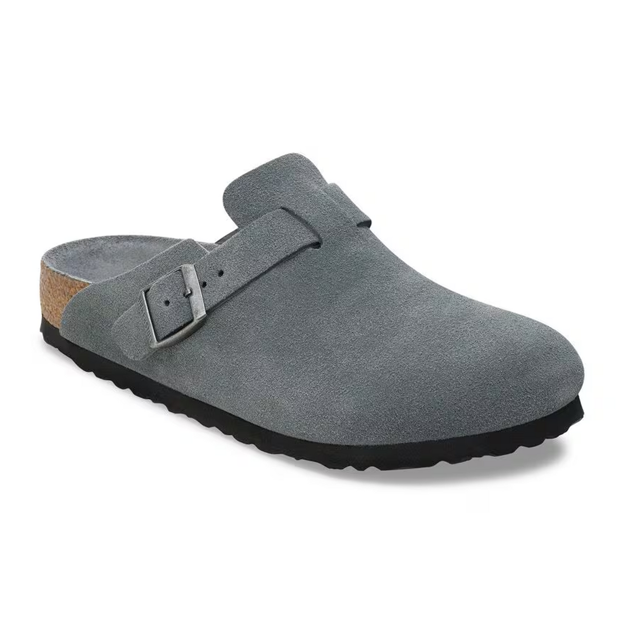 Birkenstock Boston Soft Footbed Clog (Women) - Basalt Gray Suede Dress-Casual - Clogs & Mules - The Heel Shoe Fitters