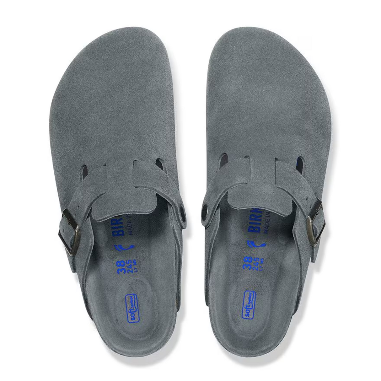 Birkenstock Boston Soft Footbed Clog (Women) - Basalt Gray Suede Dress-Casual - Clogs & Mules - The Heel Shoe Fitters