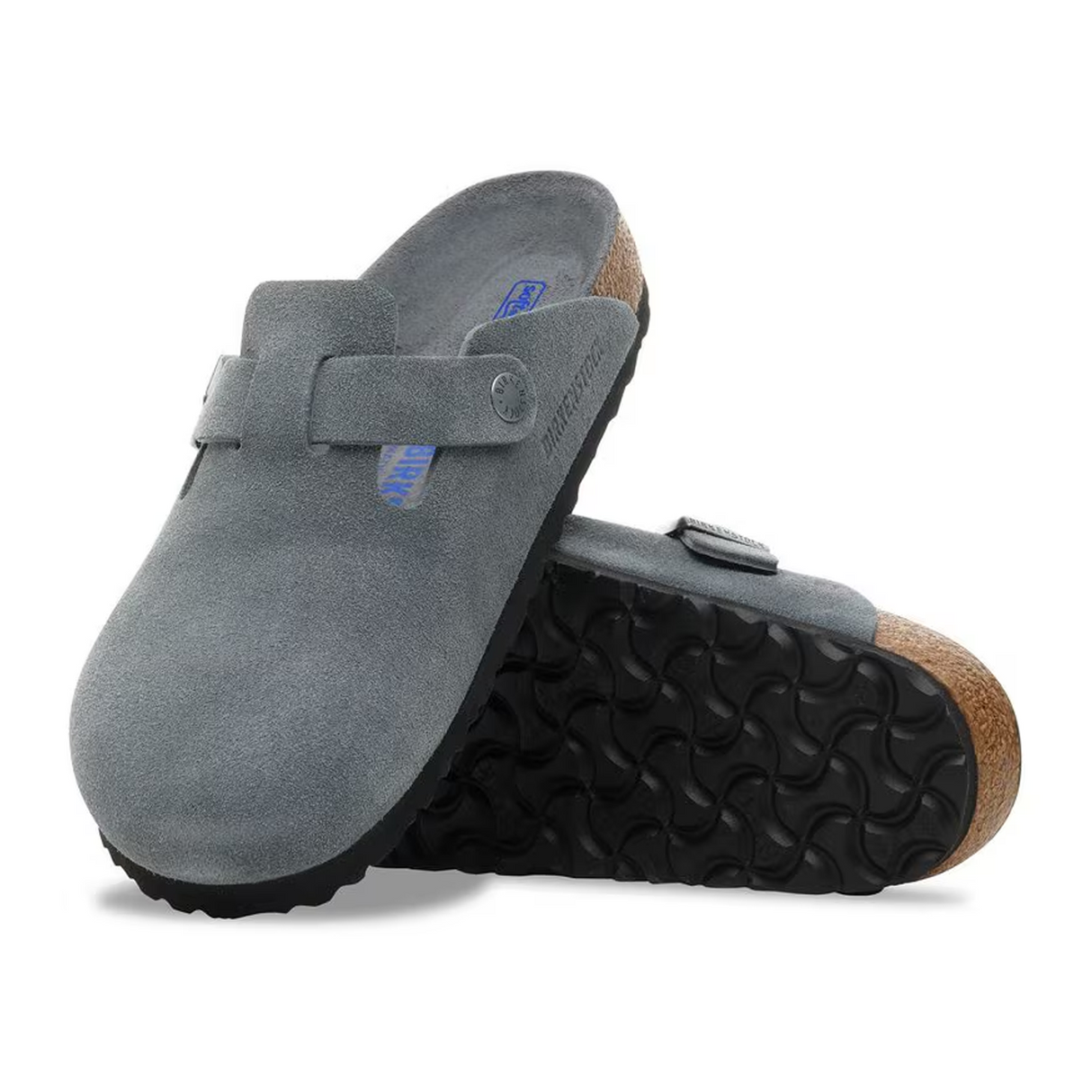 Birkenstock Boston Soft Footbed Clog (Women) - Basalt Gray Suede Dress-Casual - Clogs & Mules - The Heel Shoe Fitters