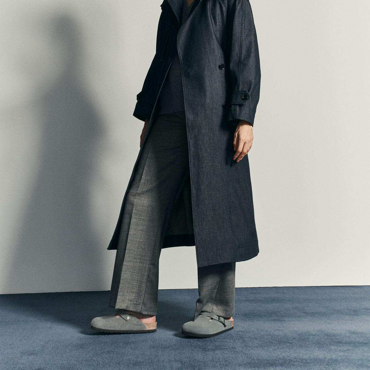 Birkenstock Boston Soft Footbed Clog (Women) - Basalt Gray Suede Dress-Casual - Clogs & Mules - The Heel Shoe Fitters