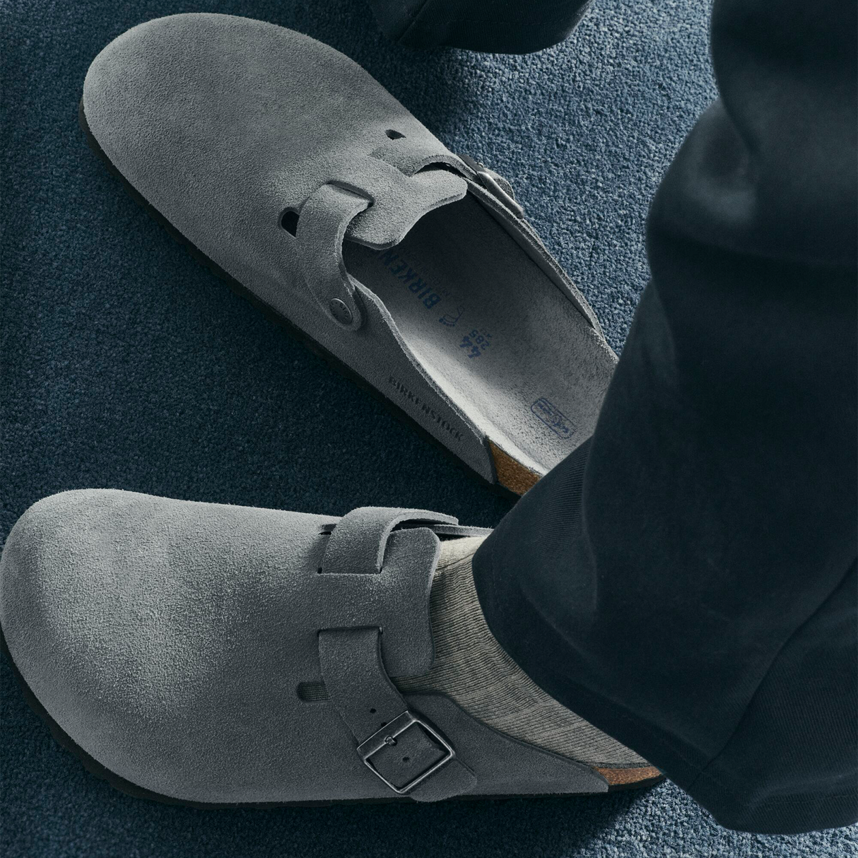Birkenstock Boston Soft Footbed Clog (Women) - Basalt Gray Suede Dress-Casual - Clogs & Mules - The Heel Shoe Fitters