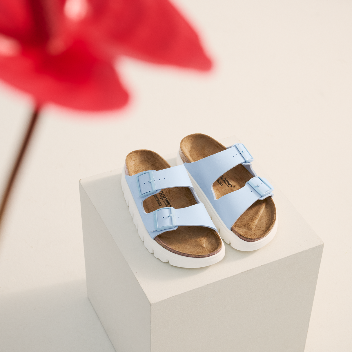 Birkenstock Arizona Chunky Narrow Slide Sandal (Women) - Baby Blue Birko-Flor Sandal - Slide - The Heel Shoe Fitters