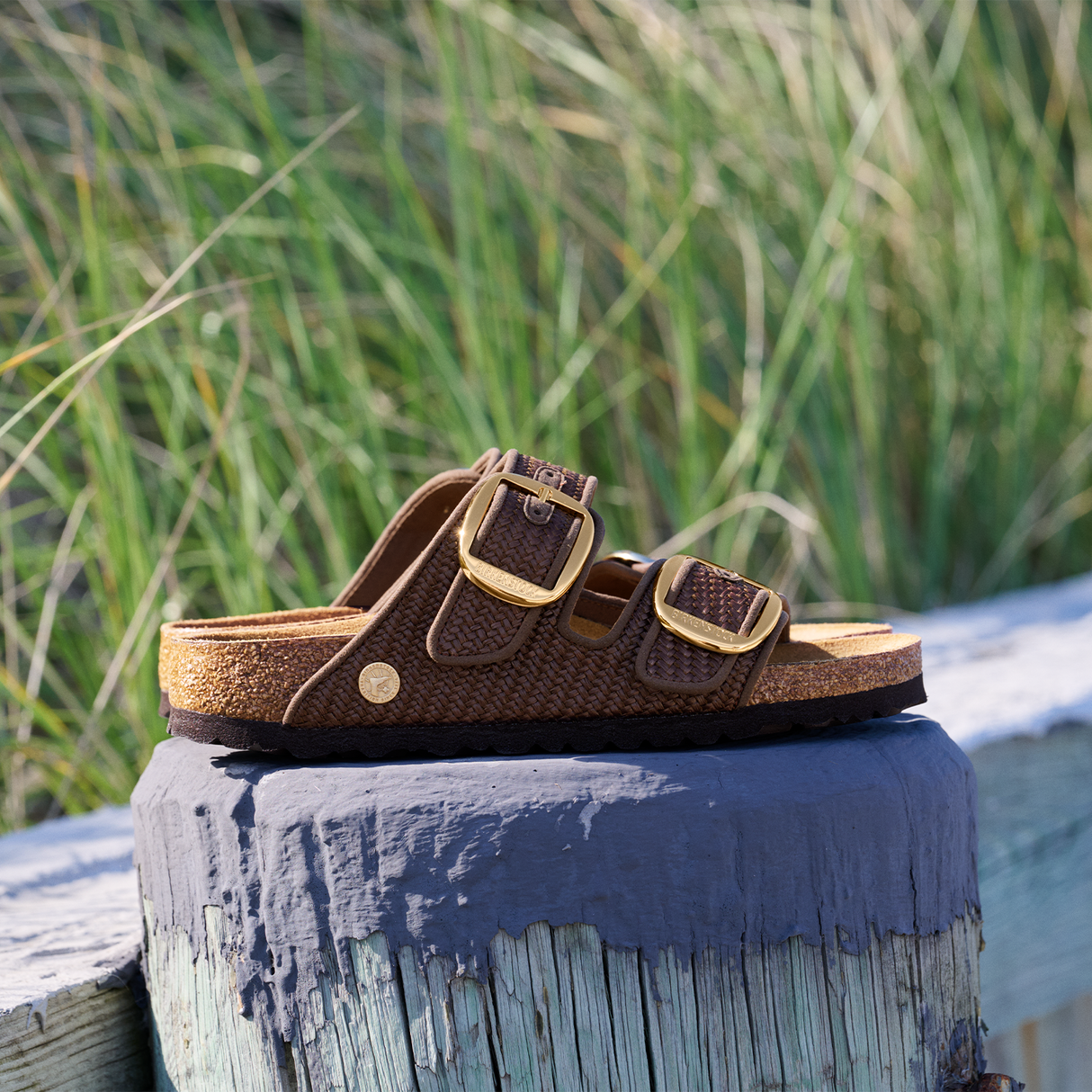 Birkenstock Arizona Big Buckle Narrow Slide Sandal (Women) - Carafe Raffia Sandal - Slide - The Heel Shoe Fitters