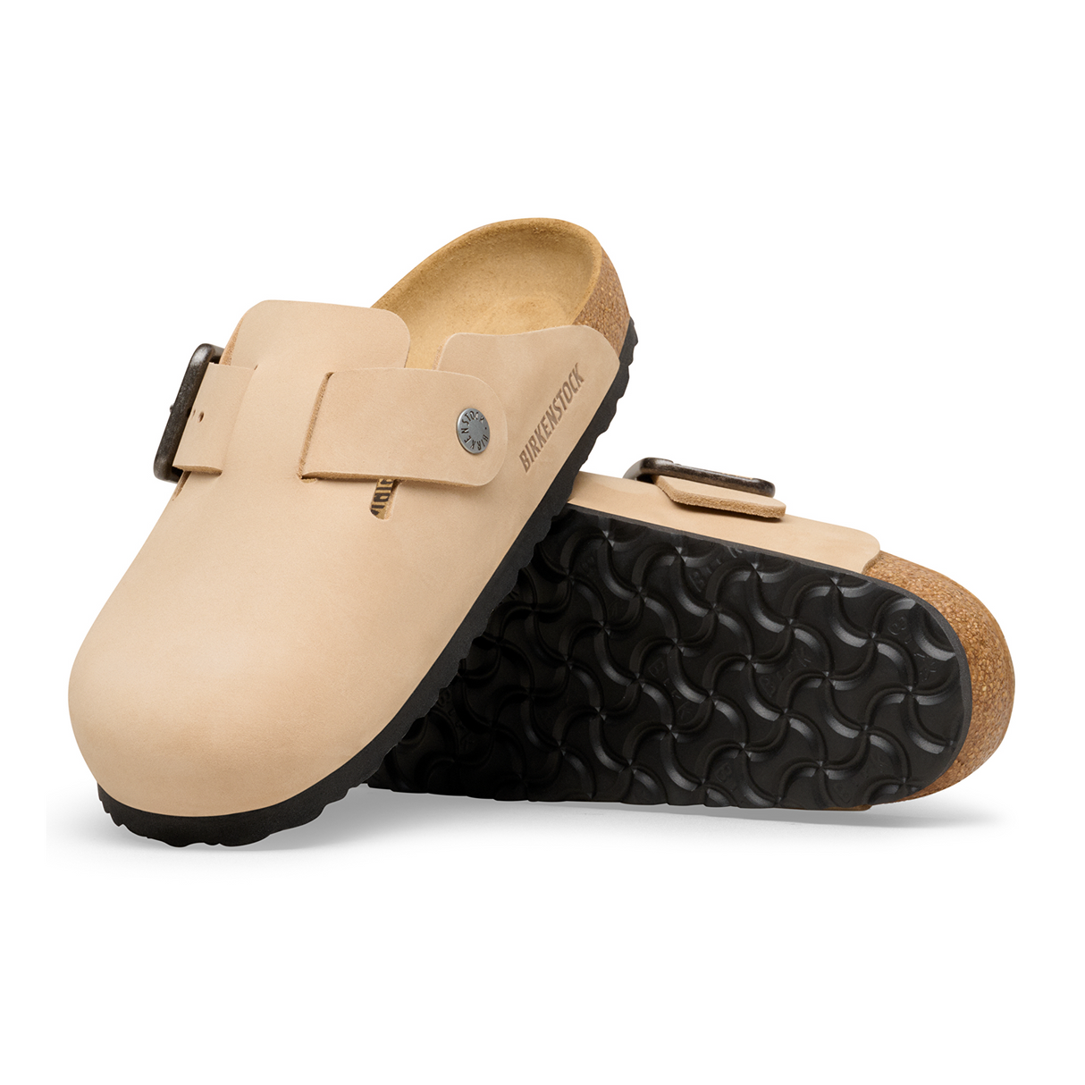 Birkenstock Boston Wire Buckle Clog (Men) - Sandcastle Nubuck Dress-Casual - Clogs & Mules - The Heel Shoe Fitters