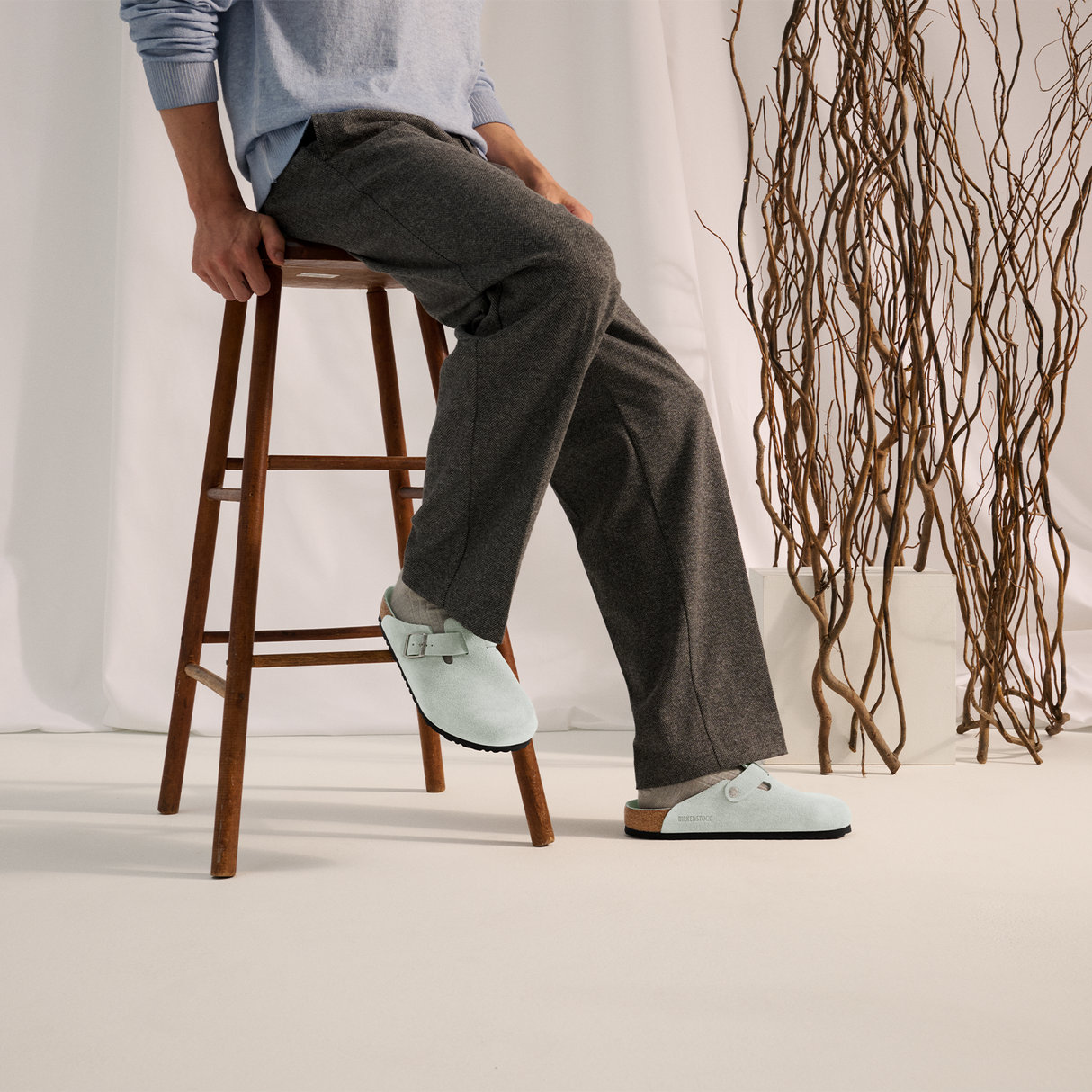 Birkenstock Boston Soft Footbed Narrow Clog (Women) - Pure Sage Suede