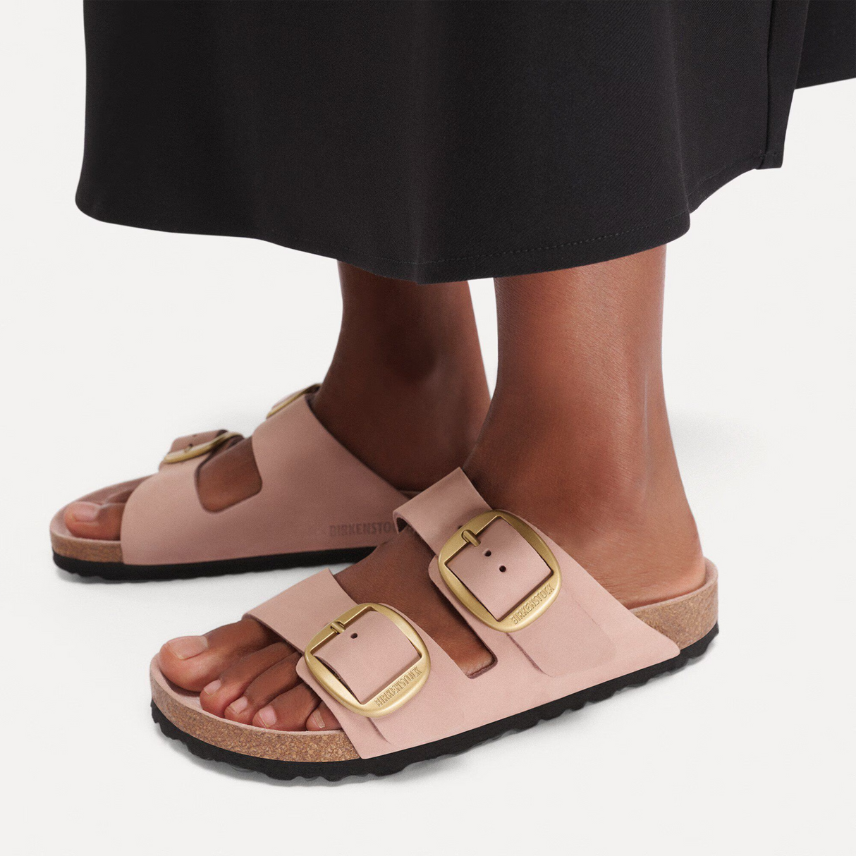 Birkenstock Arizona Big Buckle Narrow Slide Sandal (Women) - Soft Pink Nubuck Sandal - Slide - The Heel Shoe Fitters