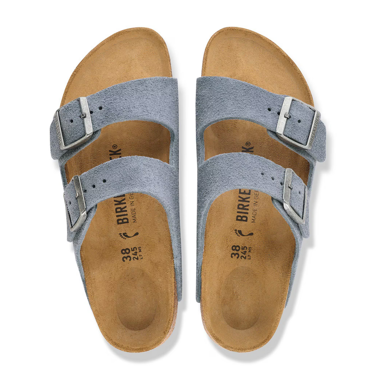 Birkenstock Arizona Slide Sandal (Men) - Stone Blue Suede Sandal - Slide - The Heel Shoe Fitters