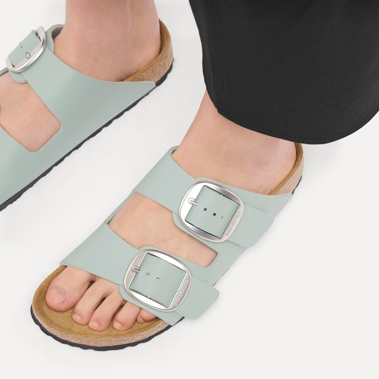 Birkenstock Arizona Big Buckle Slide Sandal (Women) - Pure Sage Birko-Flor Sandal - Slide - The Heel Shoe Fitters