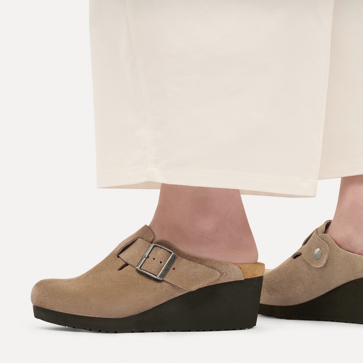 Birkenstock Fanny Wedge Clog (Women) - Gray Taupe Suede