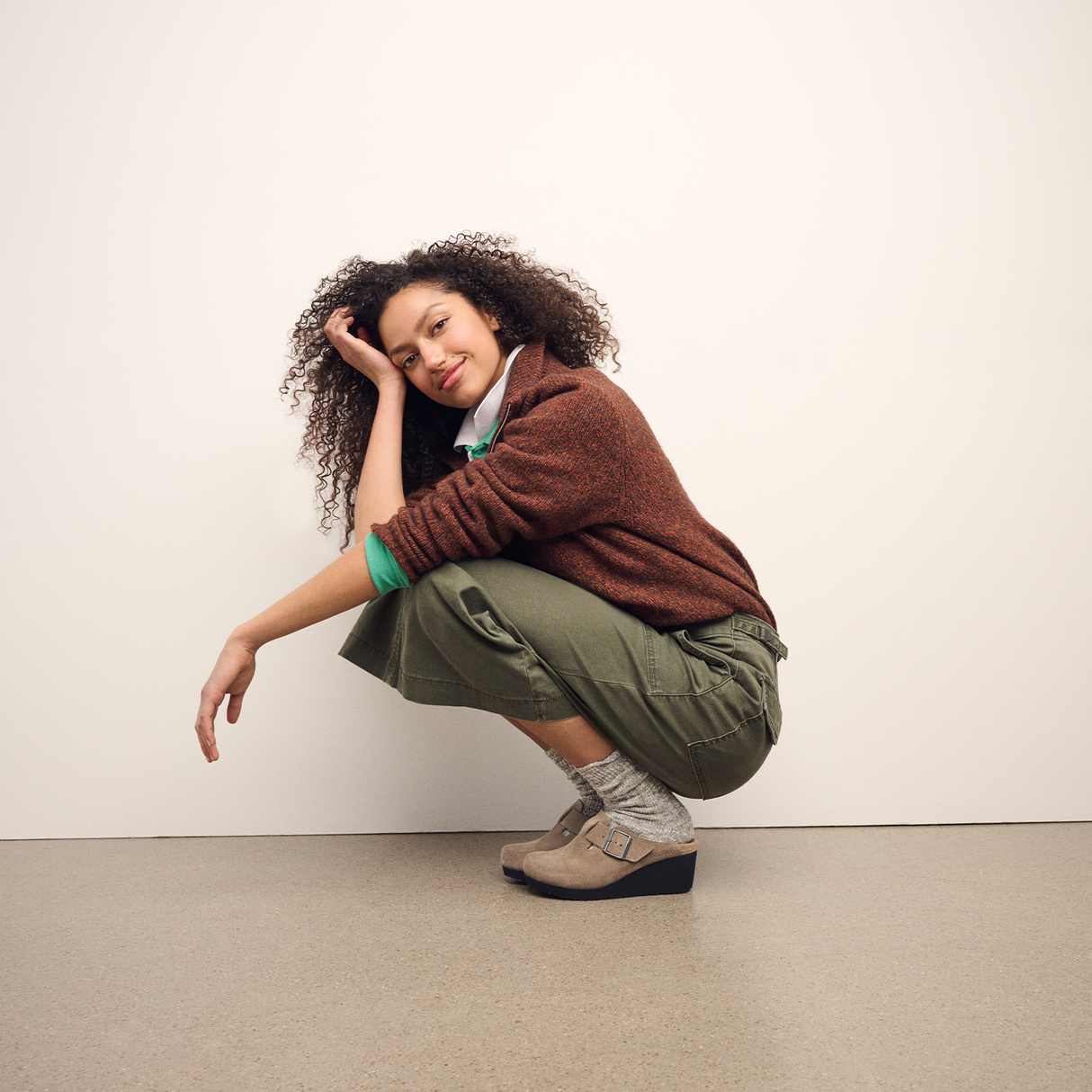 Birkenstock Fanny Wedge Clog (Women) - Gray Taupe Suede