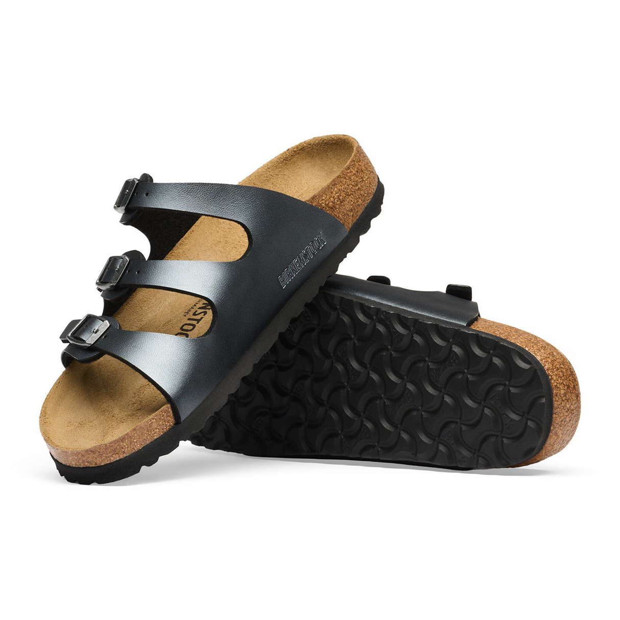 Birkenstock Florida Slide Sandal (Women) - Metallic Black Birko-Flor
