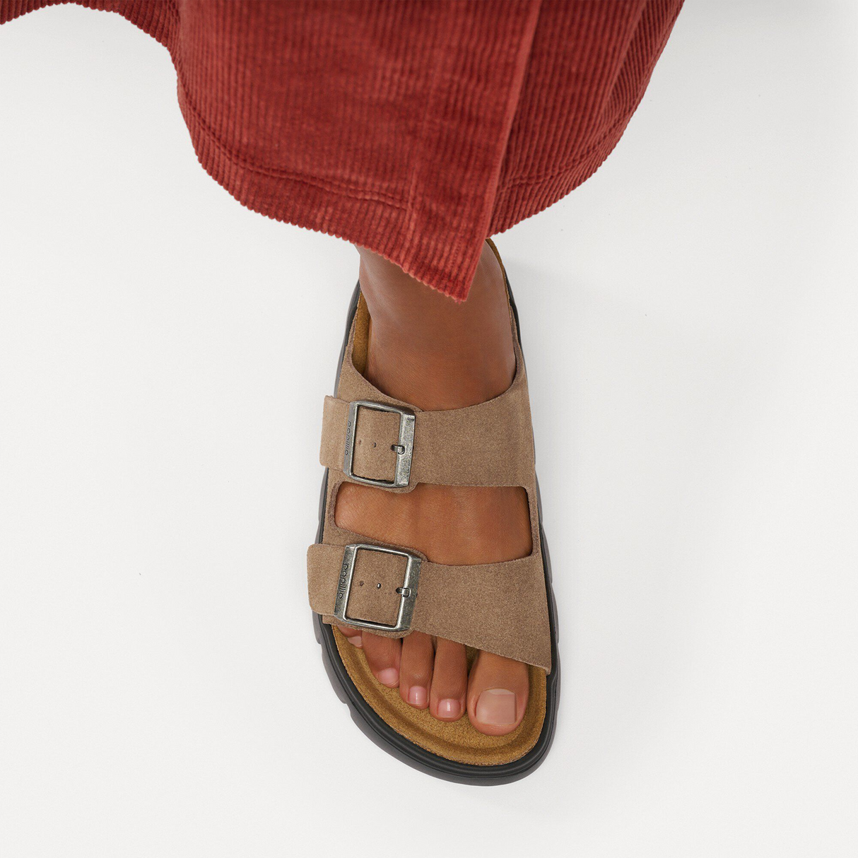 Birkenstock Arizona Chunky Slide Sandal (Women) - Gray Taupe Suede