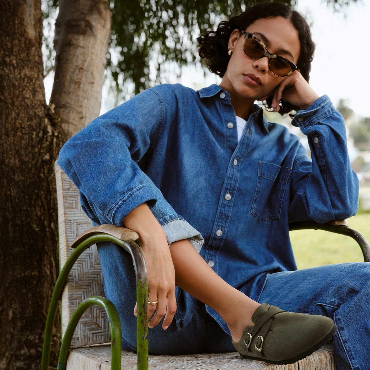 Birkenstock Blair Clog (Women) - Thyme Suede Dress-Casual - Clogs & Mules - The Heel Shoe Fitters