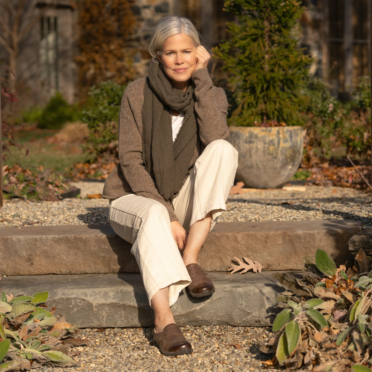 Dansko Sallie Slip On (Women) - Stone Waxy Burnished Dress-Casual - Slip On - The Heel Shoe Fitters