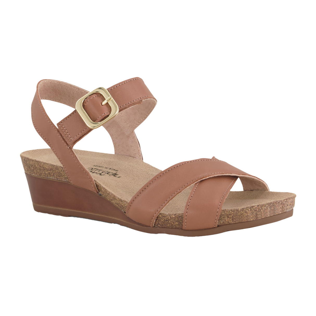 Naot Throne Wedge Sandal (Women) - Caramel Leather Sandal - Heel/Wedge - The Heel Shoe Fitters