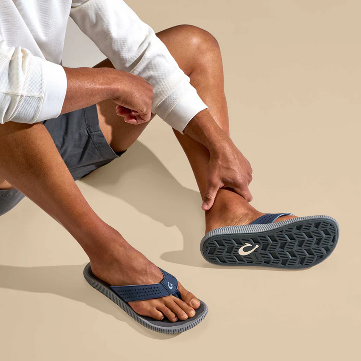 OluKai Ulele Sandal (Men) - Blue Depth/Charcoal Sandal - Thong - The Heel Shoe Fitters