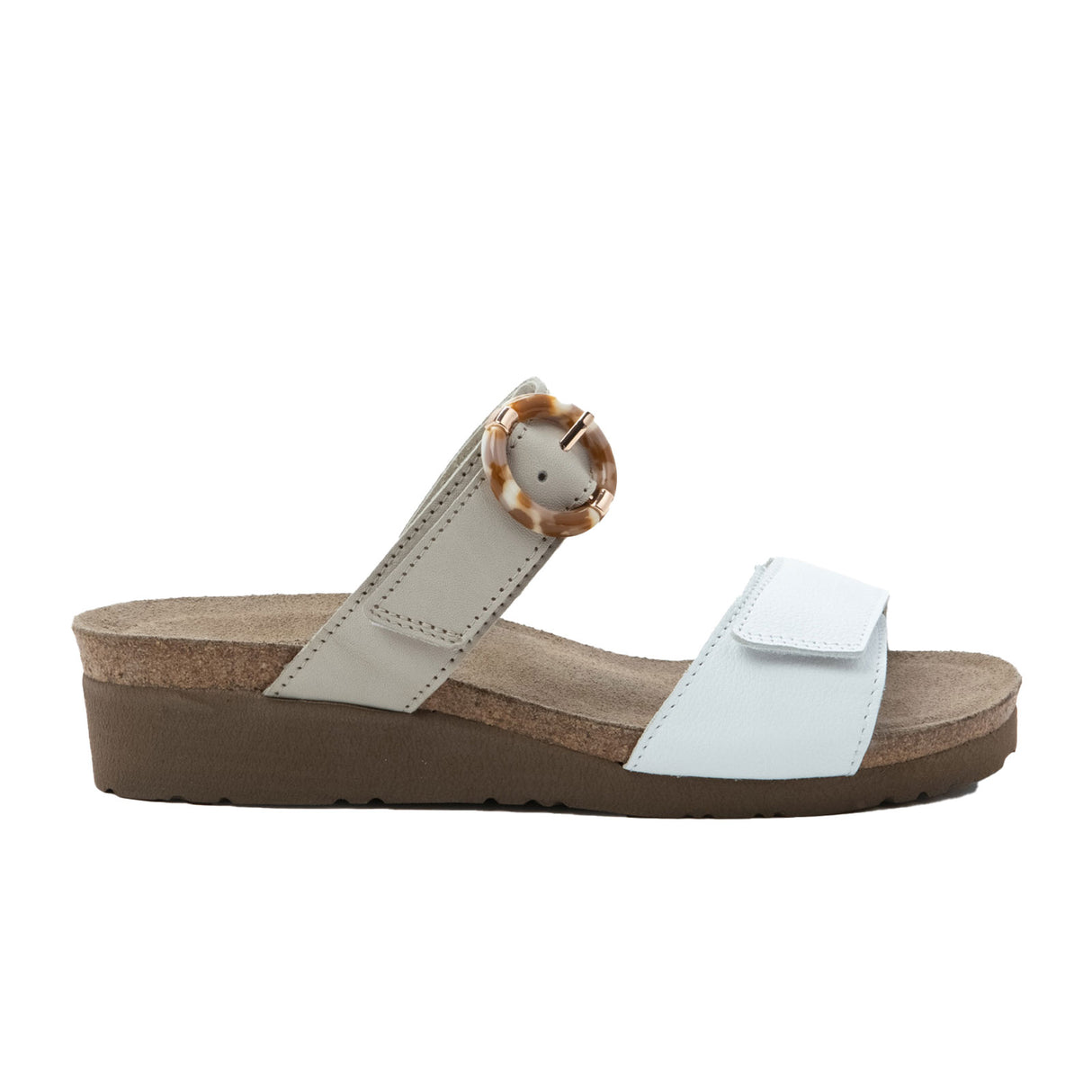 Naot Anabel Wide Wedge Sandal (Women) - White Leather/Soft Ivory Leather Sandal - Heel/Wedge - The Heel Shoe Fitters